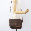 CELINE Macadam Canvas Shoulder Bag PVC Leather Brown Gold Auth 155935-22