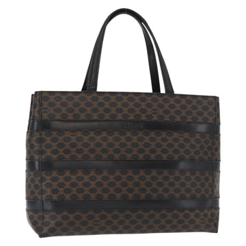 CELINE Macadam Canvas Tote Bag PVC Leather Black Gold Auth 155936