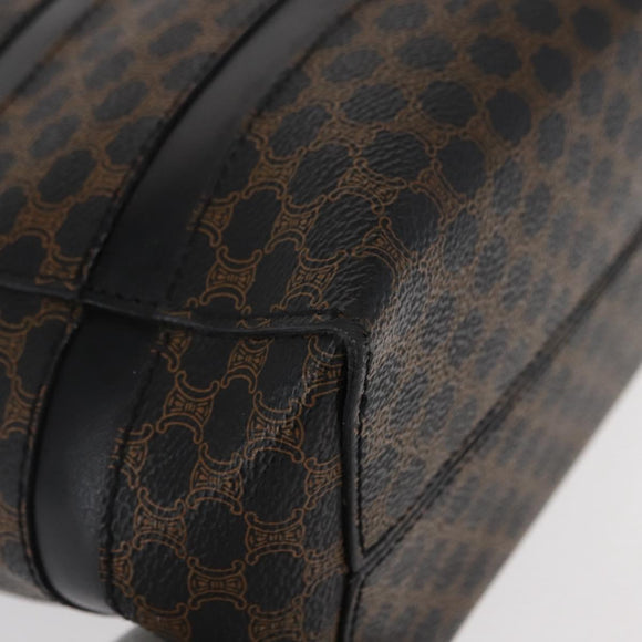 CELINE Macadam Canvas Tote Bag PVC Leather Black Gold Auth 155936