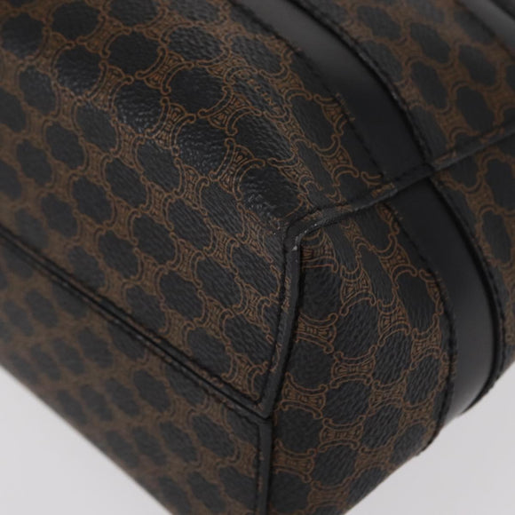 CELINE Macadam Canvas Tote Bag PVC Leather Black Gold Auth 155936