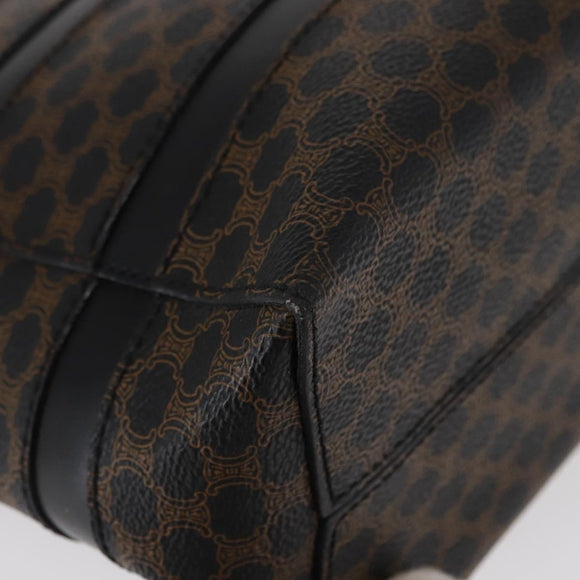CELINE Macadam Canvas Tote Bag PVC Leather Black Gold Auth 155936