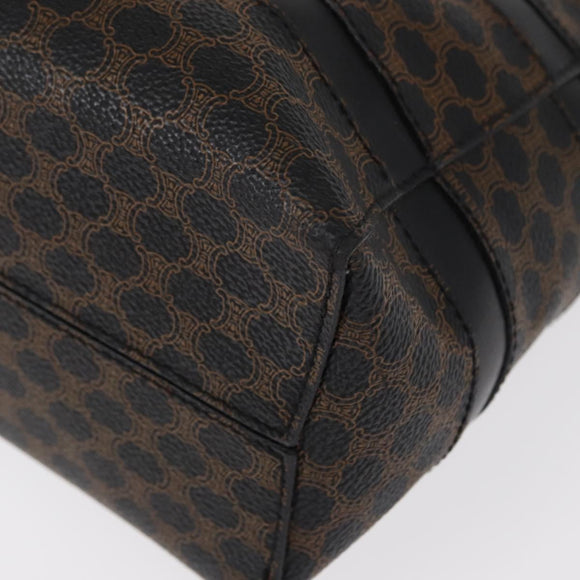 CELINE Macadam Canvas Tote Bag PVC Leather Black Gold Auth 155936