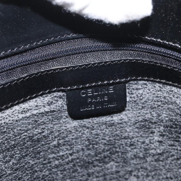 CELINE Macadam Canvas Tote Bag PVC Leather Black Gold Auth 155936