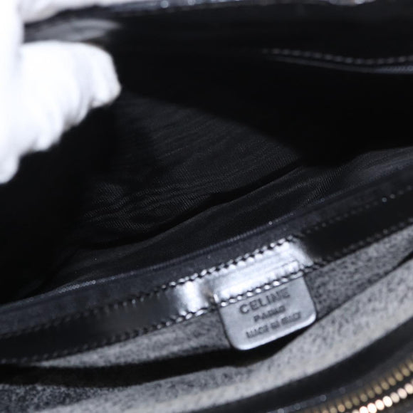 CELINE Macadam Canvas Tote Bag PVC Leather Black Gold Auth 155936