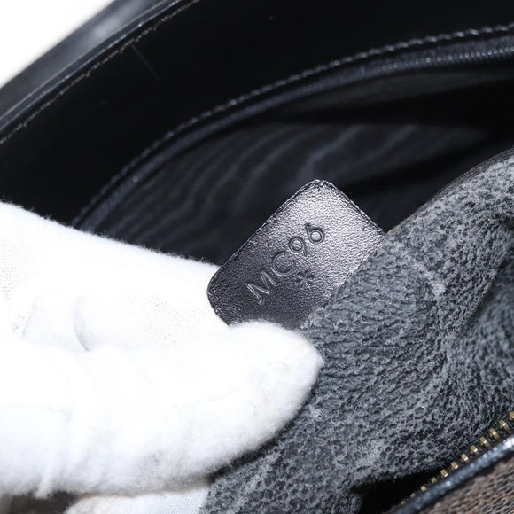 CELINE Macadam Canvas Tote Bag PVC Leather Black Gold Auth 155936