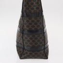 CELINE Macadam Canvas Tote Bag PVC Leather Black Gold Auth 155936-5