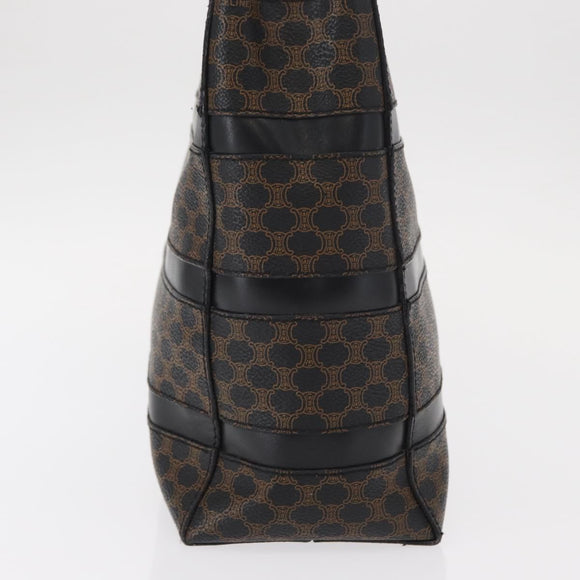 CELINE Macadam Canvas Tote Bag PVC Leather Black Gold Auth 155936
