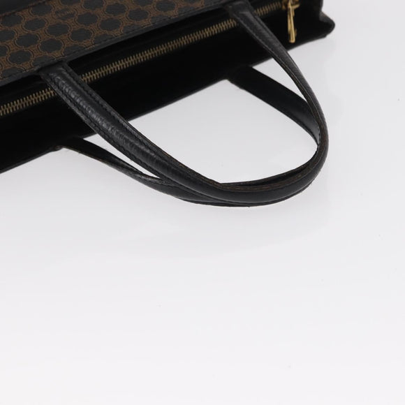 CELINE Macadam Canvas Tote Bag PVC Leather Black Gold Auth 155936