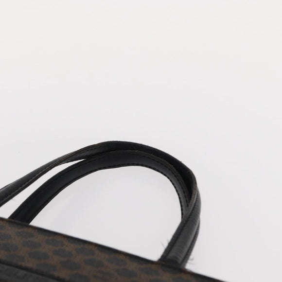 CELINE Macadam Canvas Tote Bag PVC Leather Black Gold Auth 155936