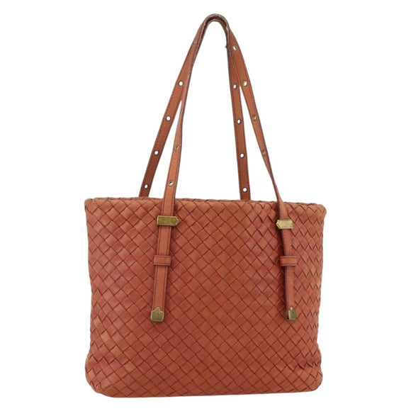 BOTTEGA VENETA INTRECCIATO Tote Bag Leather Orange Gold Auth 155938