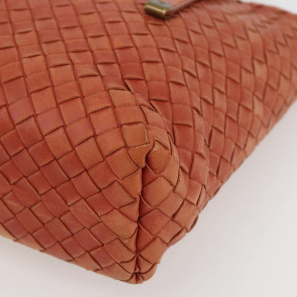 BOTTEGA VENETA INTRECCIATO Tote Bag Leather Orange Gold Auth 155938