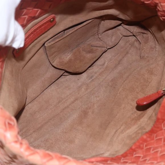 BOTTEGA VENETA INTRECCIATO Tote Bag Leather Orange Gold Auth 155938