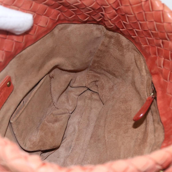 BOTTEGA VENETA INTRECCIATO Tote Bag Leather Orange Gold Auth 155938