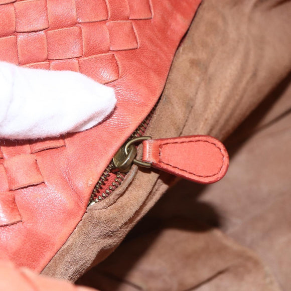 BOTTEGA VENETA INTRECCIATO Tote Bag Leather Orange Gold Auth 155938