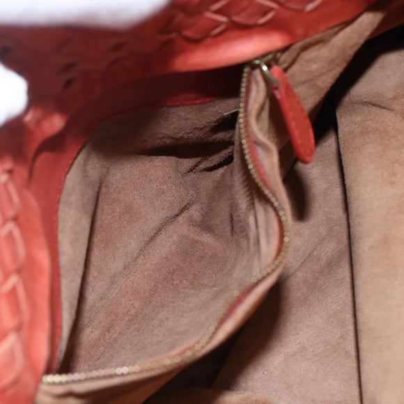 BOTTEGA VENETA INTRECCIATO Tote Bag Leather Orange Gold Auth 155938