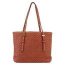 BOTTEGA VENETA INTRECCIATO Tote Bag Leather Orange Gold Auth 155938-2