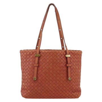 BOTTEGA VENETA INTRECCIATO Tote Bag Leather Orange Gold Auth 155938 - 0