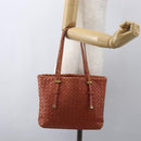 BOTTEGA VENETA INTRECCIATO Tote Bag Leather Orange Gold Auth 155938-21