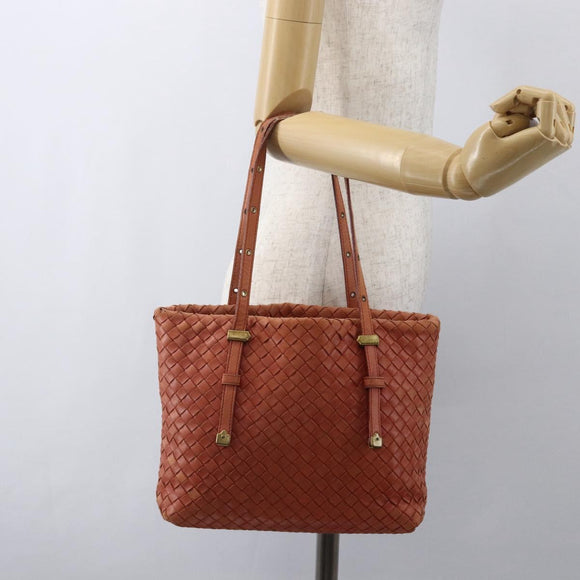 BOTTEGA VENETA INTRECCIATO Tote Bag Leather Orange Gold Auth 155938