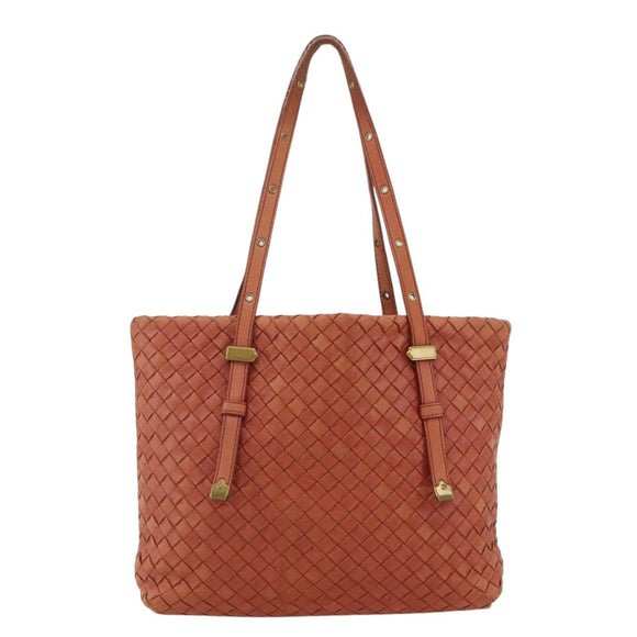 BOTTEGA VENETA INTRECCIATO Tote Bag Leather Orange Gold Auth 155938