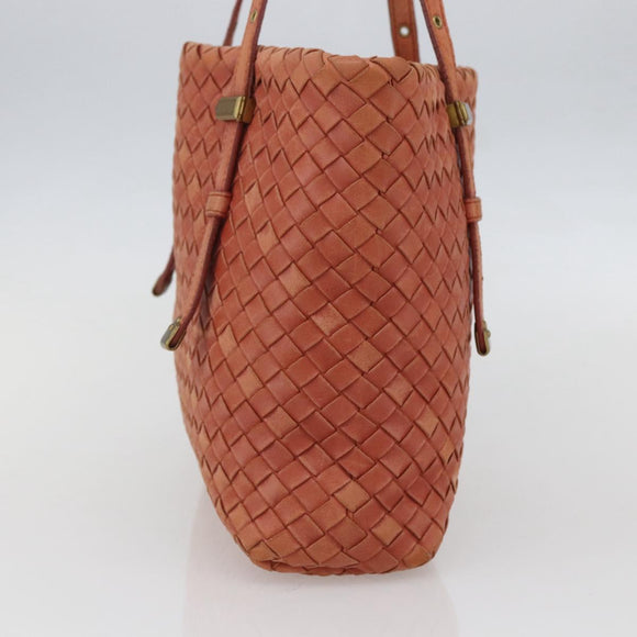 BOTTEGA VENETA INTRECCIATO Tote Bag Leather Orange Gold Auth 155938