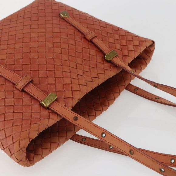 BOTTEGA VENETA INTRECCIATO Tote Bag Leather Orange Gold Auth 155938