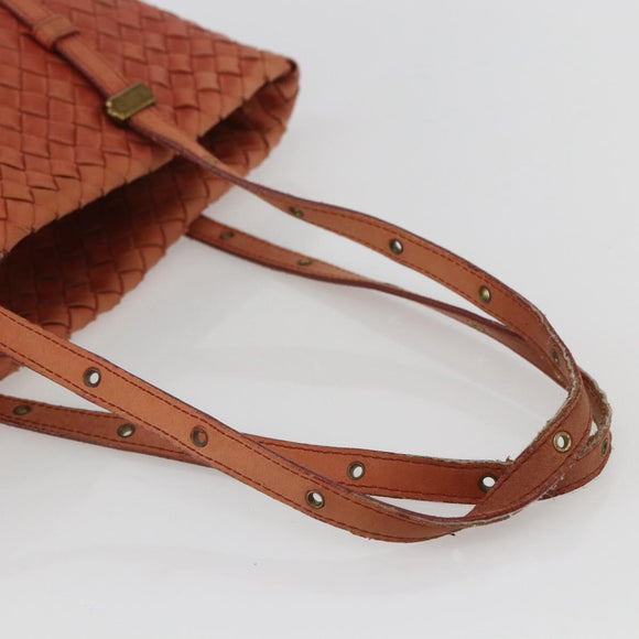 BOTTEGA VENETA INTRECCIATO Tote Bag Leather Orange Gold Auth 155938