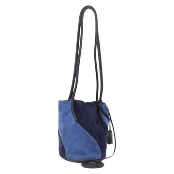 LOEWE Shoulder Bag Suede Leather Blue Auth 155939