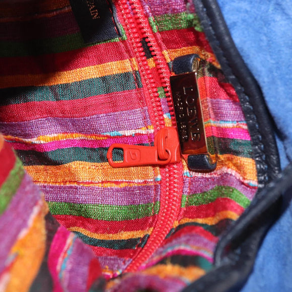 LOEWE Shoulder Bag Suede Leather Blue Auth 155939