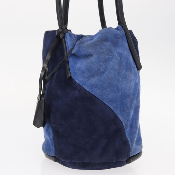 LOEWE Shoulder Bag Suede Leather Blue Auth 155939