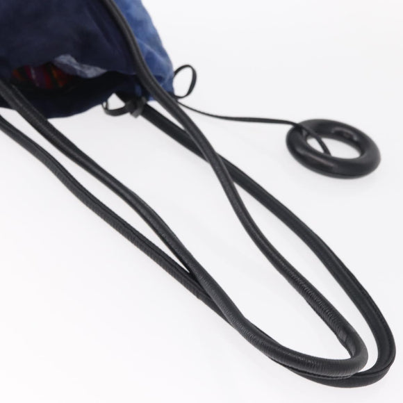 LOEWE Shoulder Bag Suede Leather Blue Auth 155939