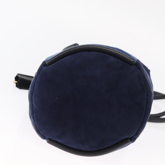 LOEWE Shoulder Bag Suede Leather Blue Auth 155939