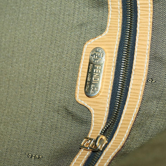 FENDI Zucca Canvas Shoulder Bag Black Brown Auth 155940