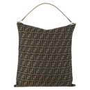 FENDI Zucca Canvas Shoulder Bag Black Brown Auth 155940-13