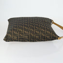 FENDI Zucca Canvas Shoulder Bag Black Brown Auth 155940-3