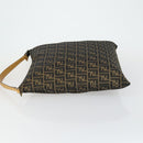 FENDI Zucca Canvas Shoulder Bag Black Brown Auth 155940-4