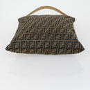 FENDI Zucca Canvas Shoulder Bag Black Brown Auth 155940-5