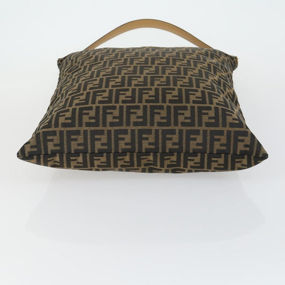 FENDI Zucca Canvas Shoulder Bag Black Brown Auth 155940