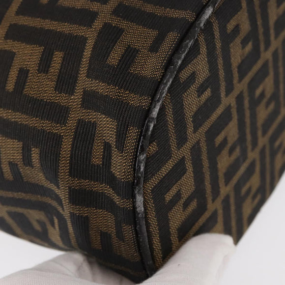FENDI Zucca Canvas Vanity Hand Bag Black Brown Auth 155941
