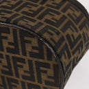 FENDI Zucca Canvas Vanity Hand Bag Black Brown Auth 155941-11