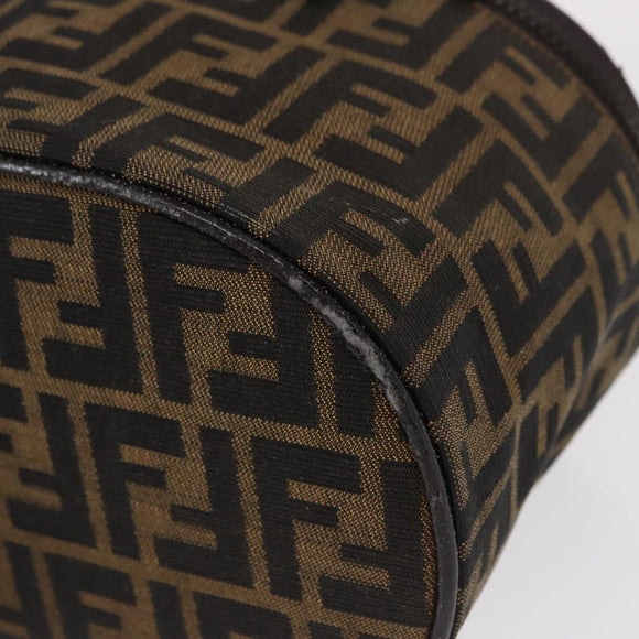 FENDI Zucca Canvas Vanity Hand Bag Black Brown Auth 155941
