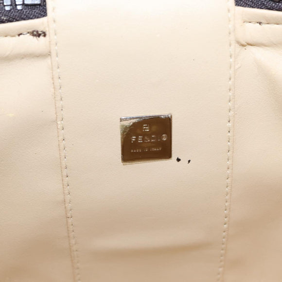 FENDI Zucca Canvas Vanity Hand Bag Black Brown Auth 155941