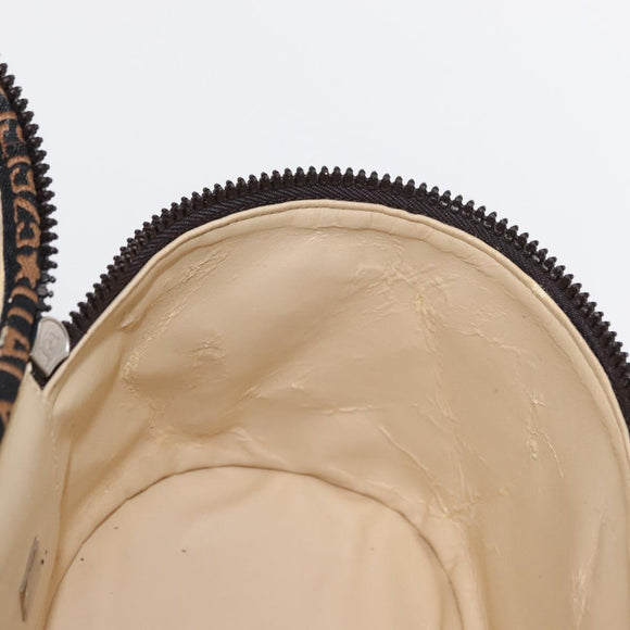 FENDI Zucca Canvas Vanity Hand Bag Black Brown Auth 155941