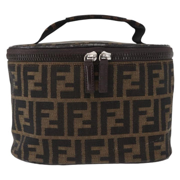 FENDI Zucca Canvas Vanity Hand Bag Black Brown Auth 155941 - 0