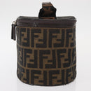 FENDI Zucca Canvas Vanity Hand Bag Black Brown Auth 155941-4