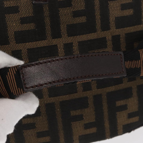 FENDI Zucca Canvas Vanity Hand Bag Black Brown Auth 155941