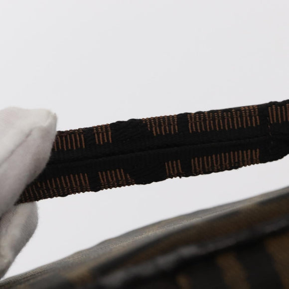 FENDI Zucca Canvas Vanity Hand Bag Black Brown Auth 155941