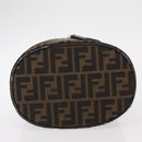 FENDI Zucca Canvas Vanity Hand Bag Black Brown Auth 155941-9