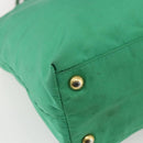 PRADA Tote Bag Nylon Green Gold Auth 155942-16