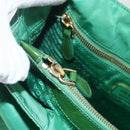 PRADA Tote Bag Nylon Green Gold Auth 155942-18